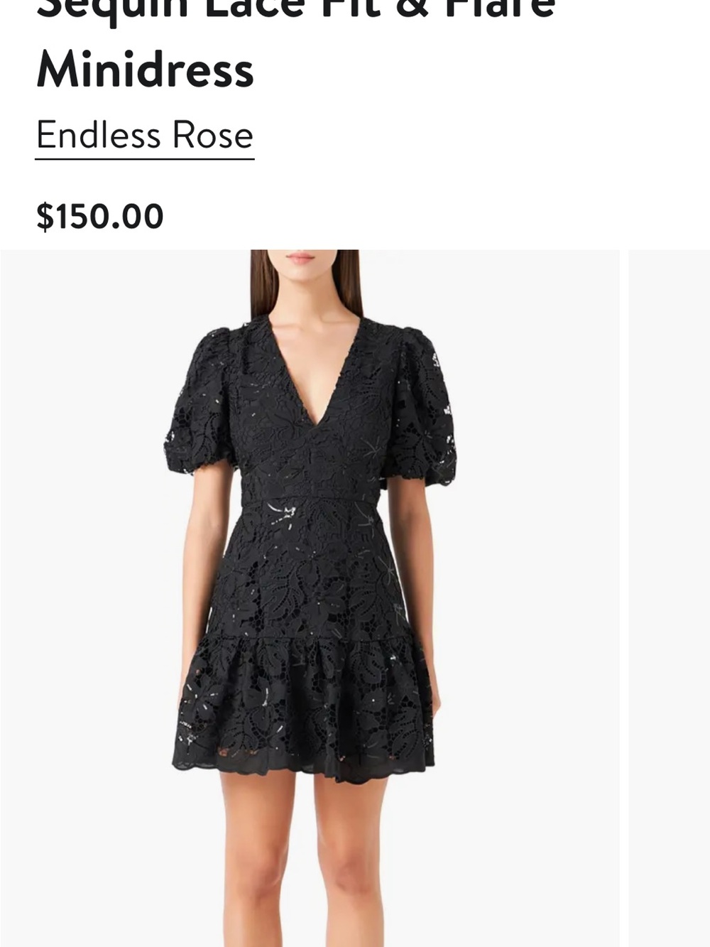 Endless Rose Black Sequin Lace V-Neck Fit & Flare Minidress